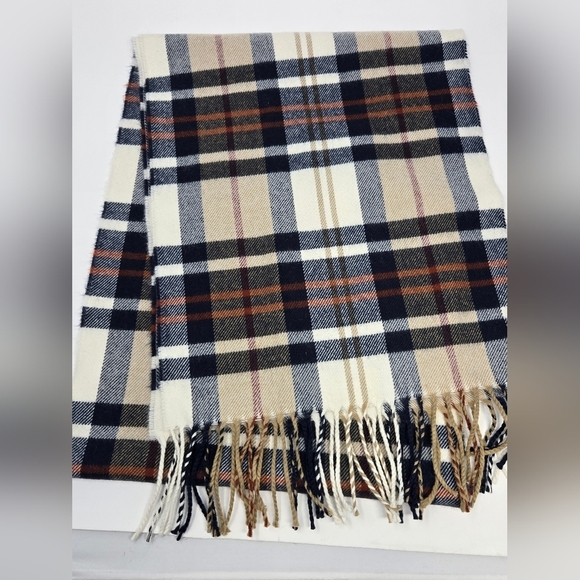 100% CASHMERE SCARF LOT OF 3 LONG MADE IN GERMANY TEAL NAVY BLUE PLAID WOMEN - Picture 14 of 14